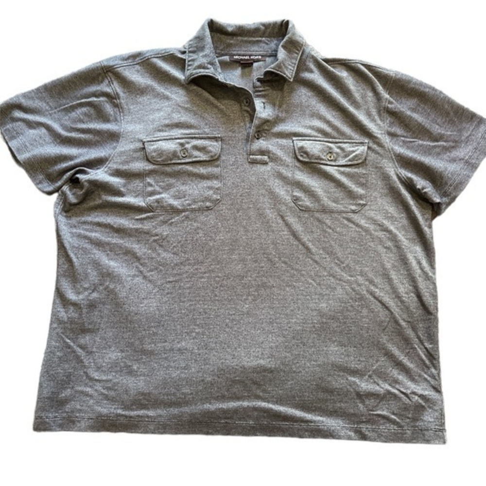 Michael Kors Gray Polo Pockets Pullover Short Sleeve Shirt Size XL EUC #6586
